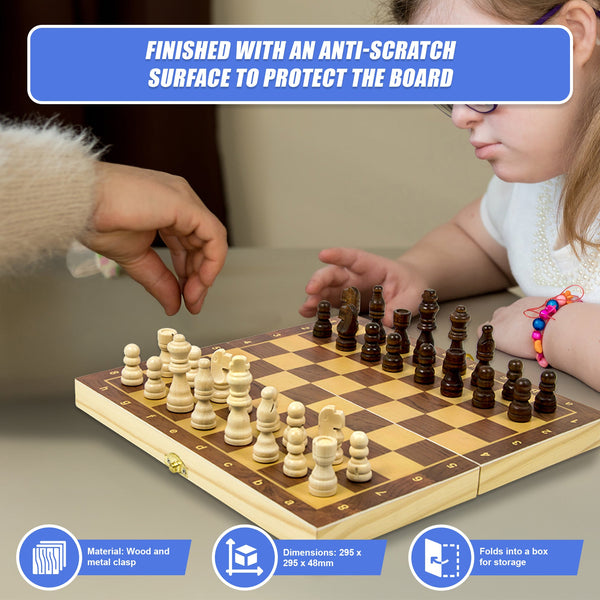 Chess Board Games Folding Large Wooden Chessboard Set Toy Gift Contemporary Chess
