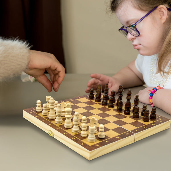 Chess Board Games Folding Large Wooden Chessboard Set Toy Gift Contemporary Chess