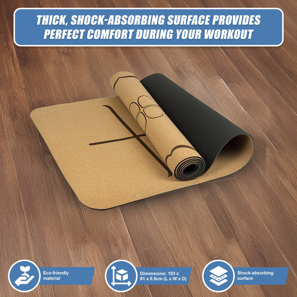 Natural Cork Tpe Yoga Mat Sports Eco Friendly Exercise Fitness Gym Pilates Mats & Non Slip Towels