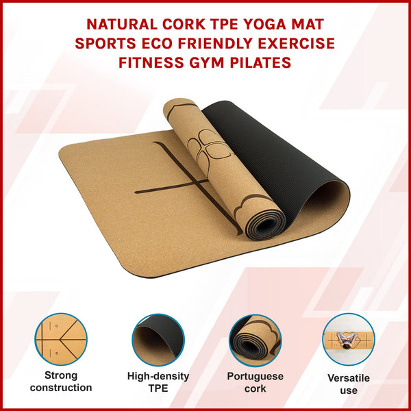 Natural Cork Tpe Yoga Mat Sports Eco Friendly Exercise Fitness Gym Pilates Mats & Non Slip Towels