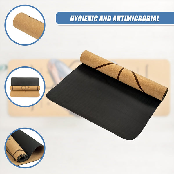 Natural Cork Tpe Yoga Mat Sports Eco Friendly Exercise Fitness Gym Pilates Mats & Non Slip Towels