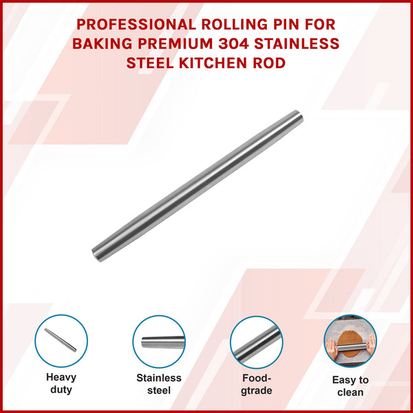 Professional Rolling Pin For Baking Premium 304 Stainless Steel Kitchen Rod Rolling Pins