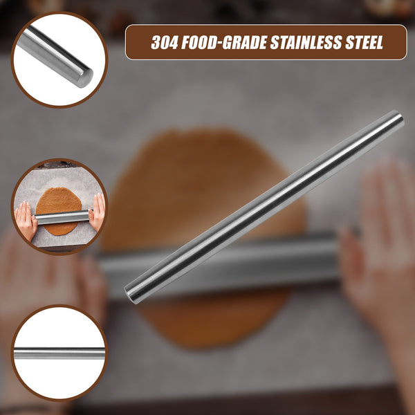 Professional Rolling Pin For Baking Premium 304 Stainless Steel Kitchen Rod Rolling Pins