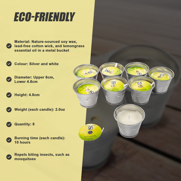 8X Mosquito Insect Bug Repellent Small Bucket Citronella Candles Repellents & Deterrents