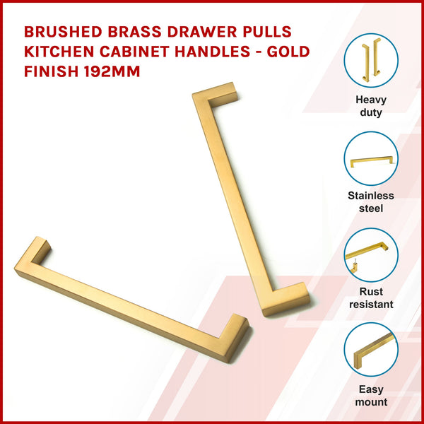 15 X Brushed Brass Drawer Pulls Kitchen Cabinet Handles Gold Finish 192Mm Kitchen Cabinet Doors And Fronts