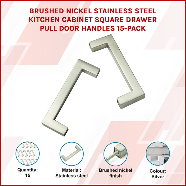 Brushed Nickel Stainless Steel Kitchen Cabinet Square Drawer Pull Door Handles 15 Pack Kitchen Cabinet Doors And Fronts