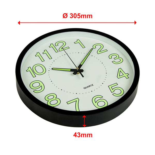 305Mm Luminous Wall Clock Glow In The Dark Silent Quartz Indoor Home Modern Wall Clocks
