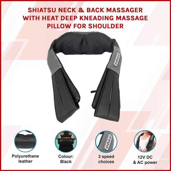 Shiatsu Neck Back Shoulder Massager With Heat Deep Kneading Pillow Massagers