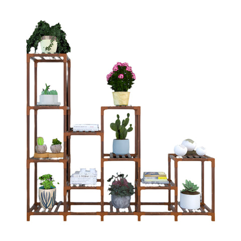 Indoor Outdoor Garden Plant Stand Planter Flower Pot Shelf Wooden Shelving 12 Shelves Grow Tents Dry Racks & Shelves