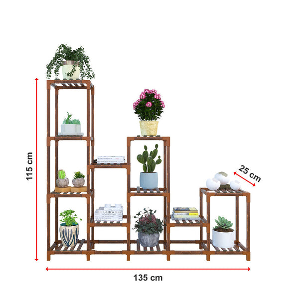 Indoor Outdoor Garden Plant Stand Planter Flower Pot Shelf Wooden Shelving 12 Shelves Grow Tents Dry Racks & Shelves
