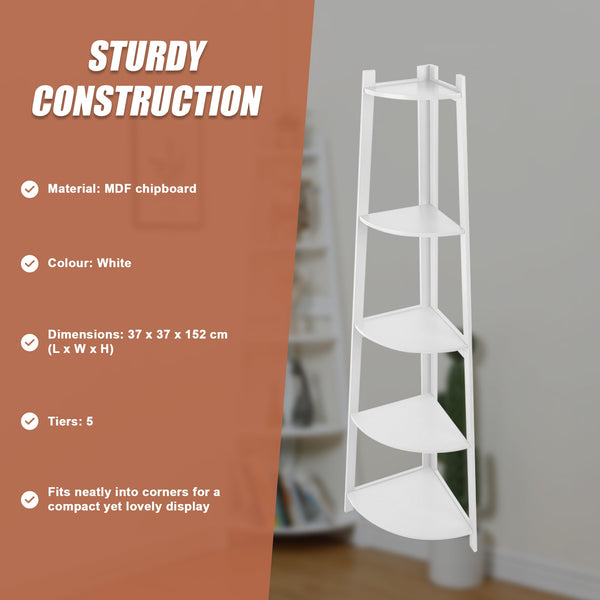 Corner Ladder Shelf Bookcase Display Storage Unit Bookshelves