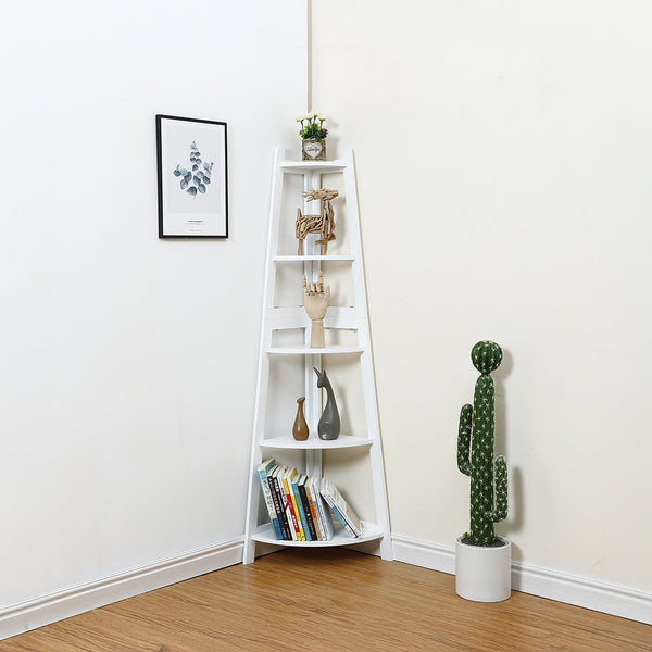 Corner Ladder Shelf Bookcase Display Storage Unit Bookshelves