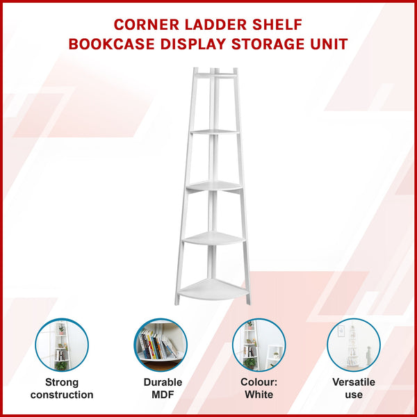 Corner Ladder Shelf Bookcase Display Storage Unit Bookshelves