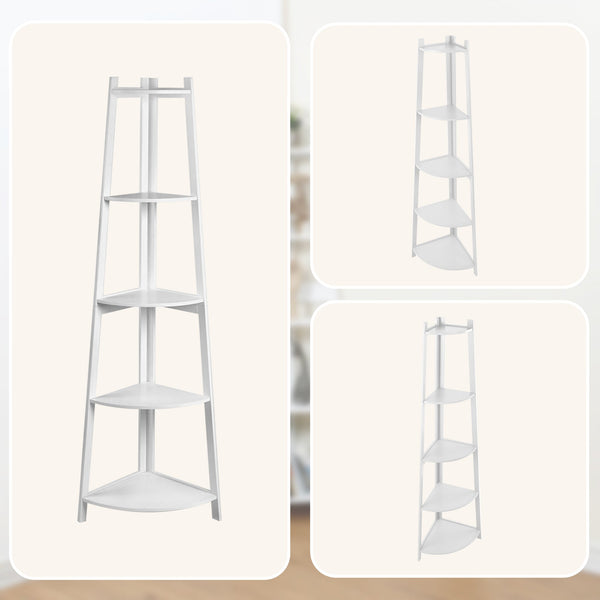 Corner Ladder Shelf Bookcase Display Storage Unit Bookshelves