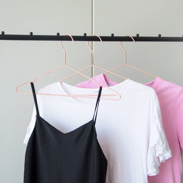 Adult 16.5" Rose Gold Shiny Metal Wire Coat Suit Top (60Pc Per Set) Clothes Hangers