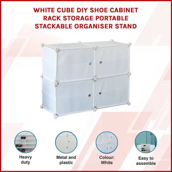 White Cube Diy Shoe Cabinet Rack Storage Portable Stackable Organiser Stand Shoe Cabinets