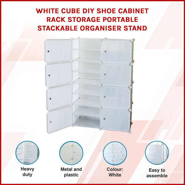 White Cube Diy Shoe Cabinet Rack Storage Portable Stackable Organiser Stand Shoe Cabinets