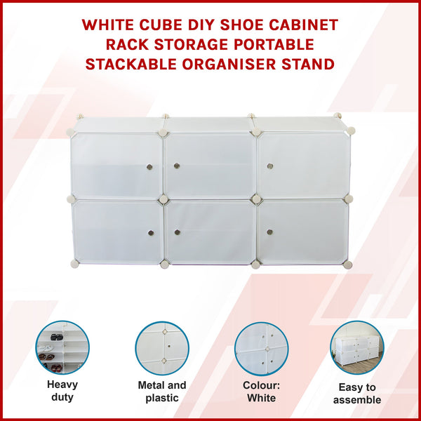 White Cube Diy Shoe Cabinet Rack Storage Portable Stackable Organiser Stand Shoe Cabinets