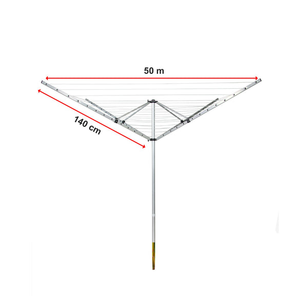 4 Arm Rotary Airer Outdoor Washing Line Clothes Dryer 50M Length Clothes Airers