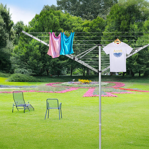 4 Arm Rotary Airer Outdoor Washing Line Clothes Dryer 50M Length Clothes Airers