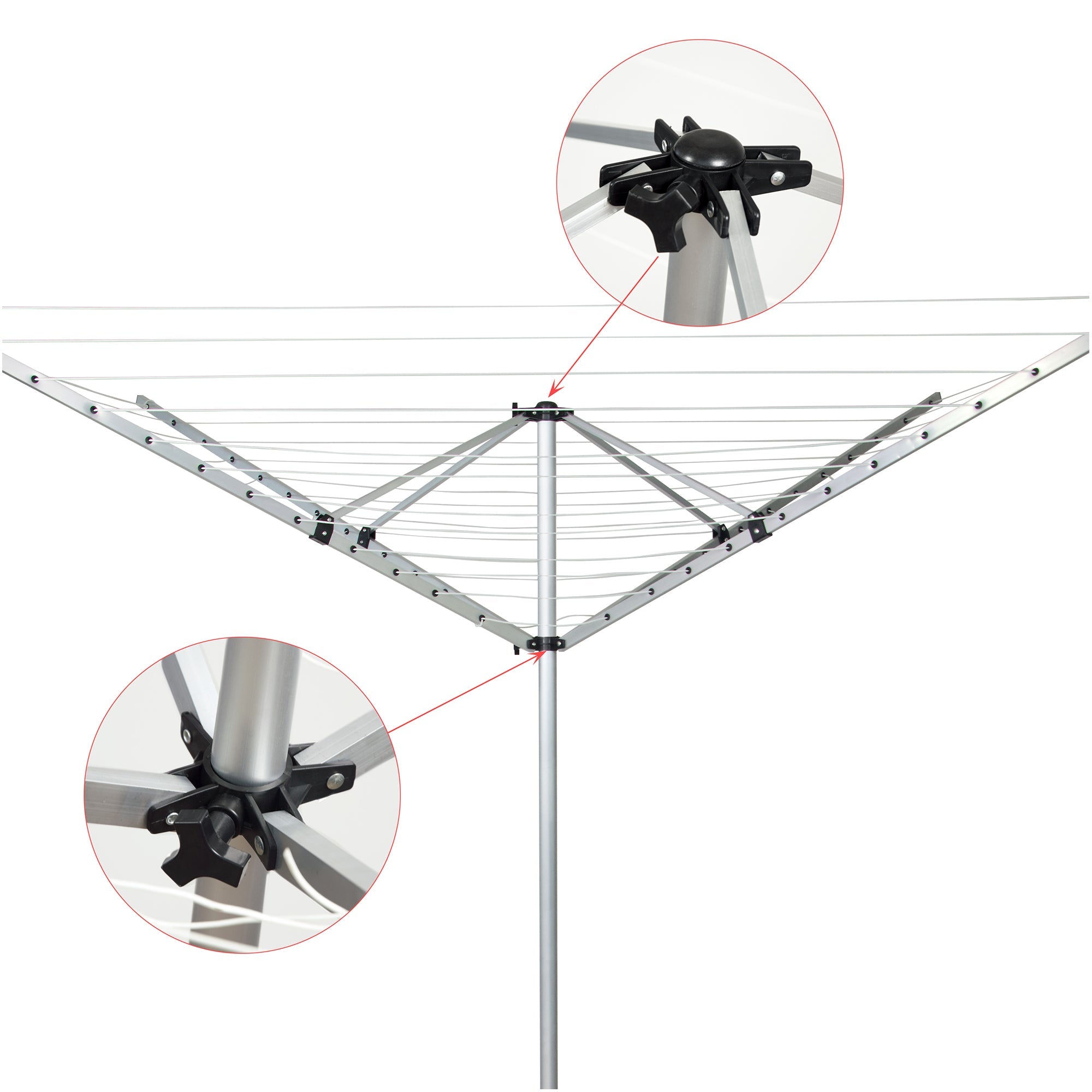 4 Arm Rotary Airer Outdoor Washing Line Clothes Dryer 50M Length Clothes Airers