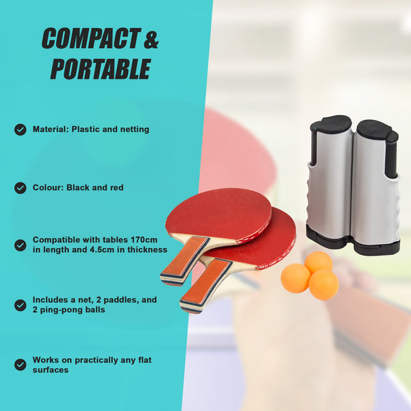 Table Tennis Game Indoor Portable Travel Ping Pong Ball Set Extendable Table Tennis Balls