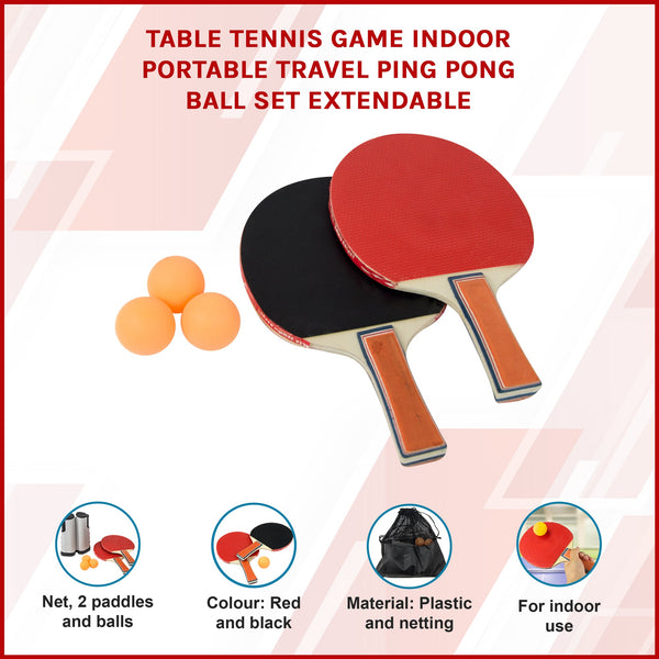 Table Tennis Game Indoor Portable Travel Ping Pong Ball Set Extendable Table Tennis Balls