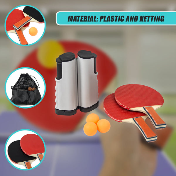 Table Tennis Game Indoor Portable Travel Ping Pong Ball Set Extendable Table Tennis Balls
