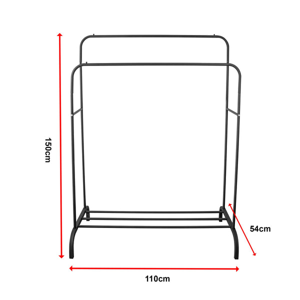 Heavy Metal Double Clothes Rail Hanging Rack Garment Display Stand Storage Shelf Garment Racks