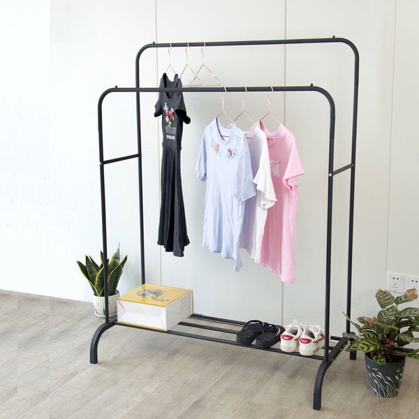 Heavy Metal Double Clothes Rail Hanging Rack Garment Display Stand Storage Shelf Garment Racks