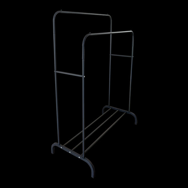 Heavy Metal Double Clothes Rail Hanging Rack Garment Display Stand Storage Shelf Garment Racks
