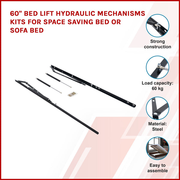 60" Bed Lift Hydraulic Mechanisms Kits For Space Saving Or Sofa King Bed Frames