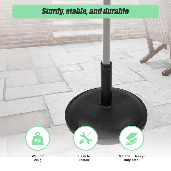 20Kg Patio Sun Umbrella Base Durable Parasol Garden Stand Cement Round Patio Umbrellas