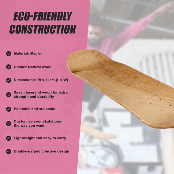 Skateboard Deck Natural Wood Maple Double Concave Blank Board Diy Skateboards