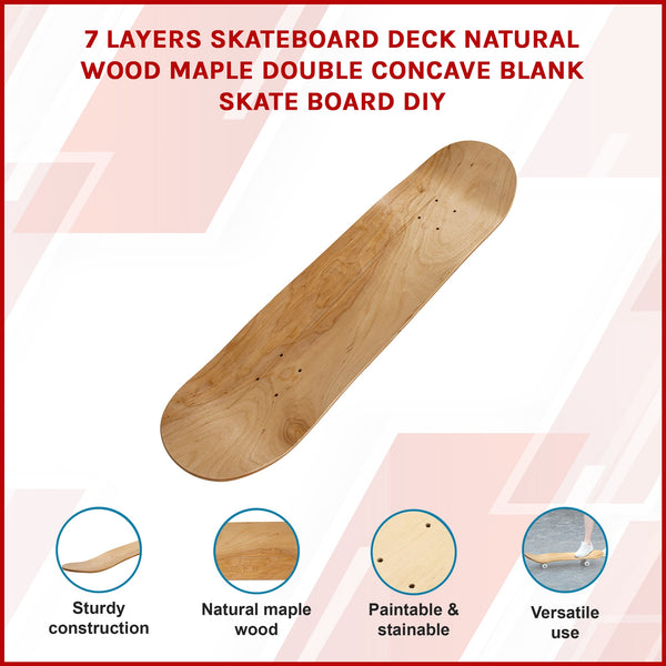 Skateboard Deck Natural Wood Maple Double Concave Blank Board Diy Skateboards