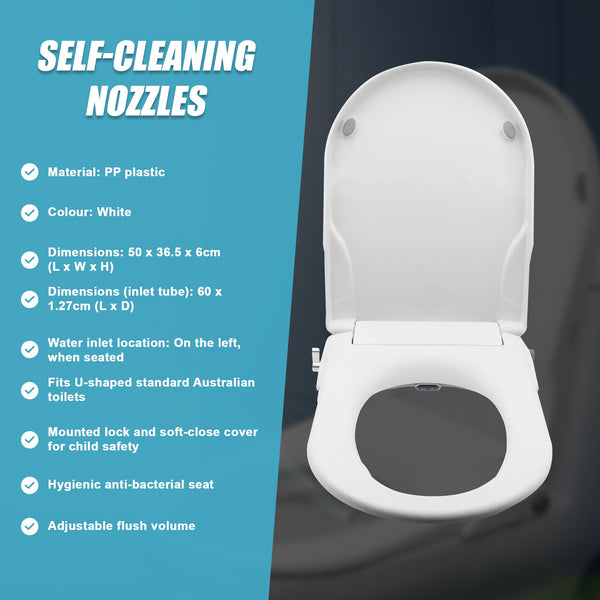 Non Electric Bidet Toilet Seat W/ Cover Bathroom Spray Water Wash Toilet Seats