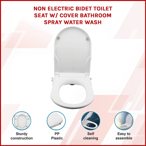 Non Electric Bidet Toilet Seat W/ Cover Bathroom Spray Water Wash Toilet Seats