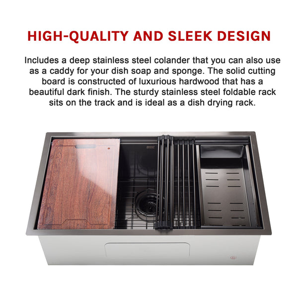 775X406mm Nano Single Bowl Kitchen Sink With Workstation Accessories Kitchen Sinks