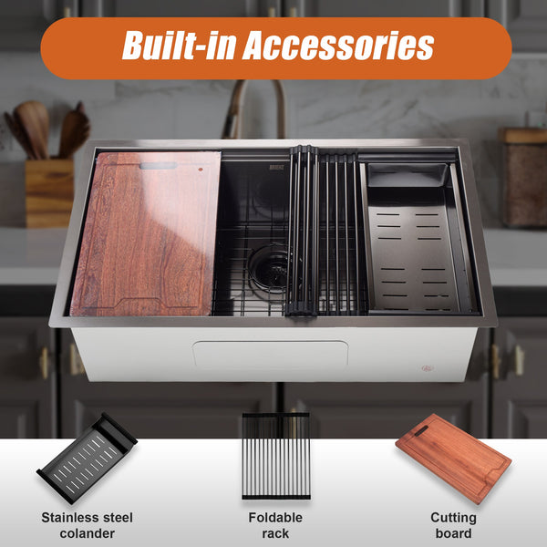 775X406mm Nano Single Bowl Kitchen Sink With Workstation Accessories Kitchen Sinks