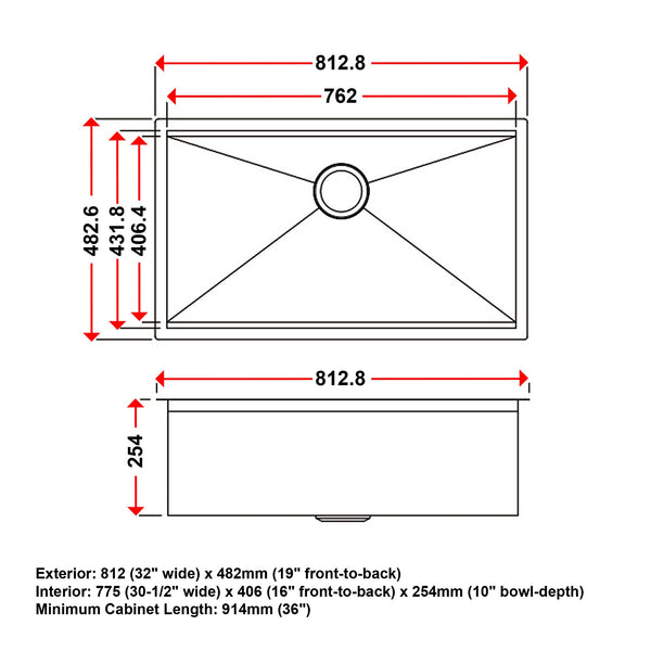 Brienz 32 Inch Nano Workstation Ledge Undermount 16 Gauge Stainless Steel Kitchen Sink Single Bowl Kitchen Sinks
