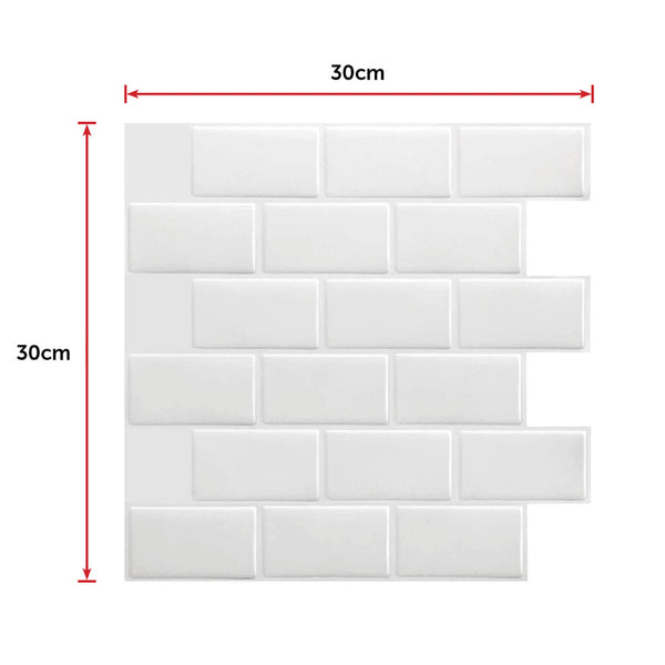 Tiles 3D Peel And Stick Wall Subway White (30 X 30Cm 10 Sheets) Floor & Wall Tiles