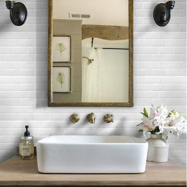 Tiles 3D Peel And Stick Wall Subway White (30 X 30Cm 10 Sheets) Floor & Wall Tiles