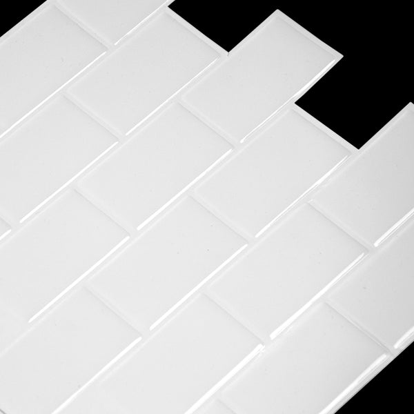 Tiles 3D Peel And Stick Wall Subway White (30 X 30Cm 10 Sheets) Floor & Wall Tiles