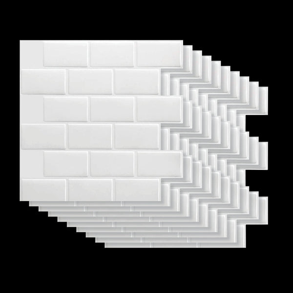Tiles 3D Peel And Stick Wall Subway White (30 X 30Cm 10 Sheets) Floor & Wall Tiles