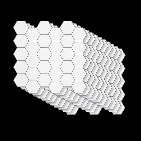Tiles 3D Peel And Stick Wall Hexagon White (30Cm X 10 Sheets) Floor & Wall Tiles