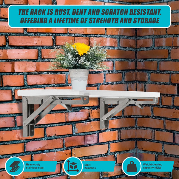 2X 20" Stainless Steel Folding Table Bracket Shelf Bench 50Kg Load Heavy Duty Other Building Materials