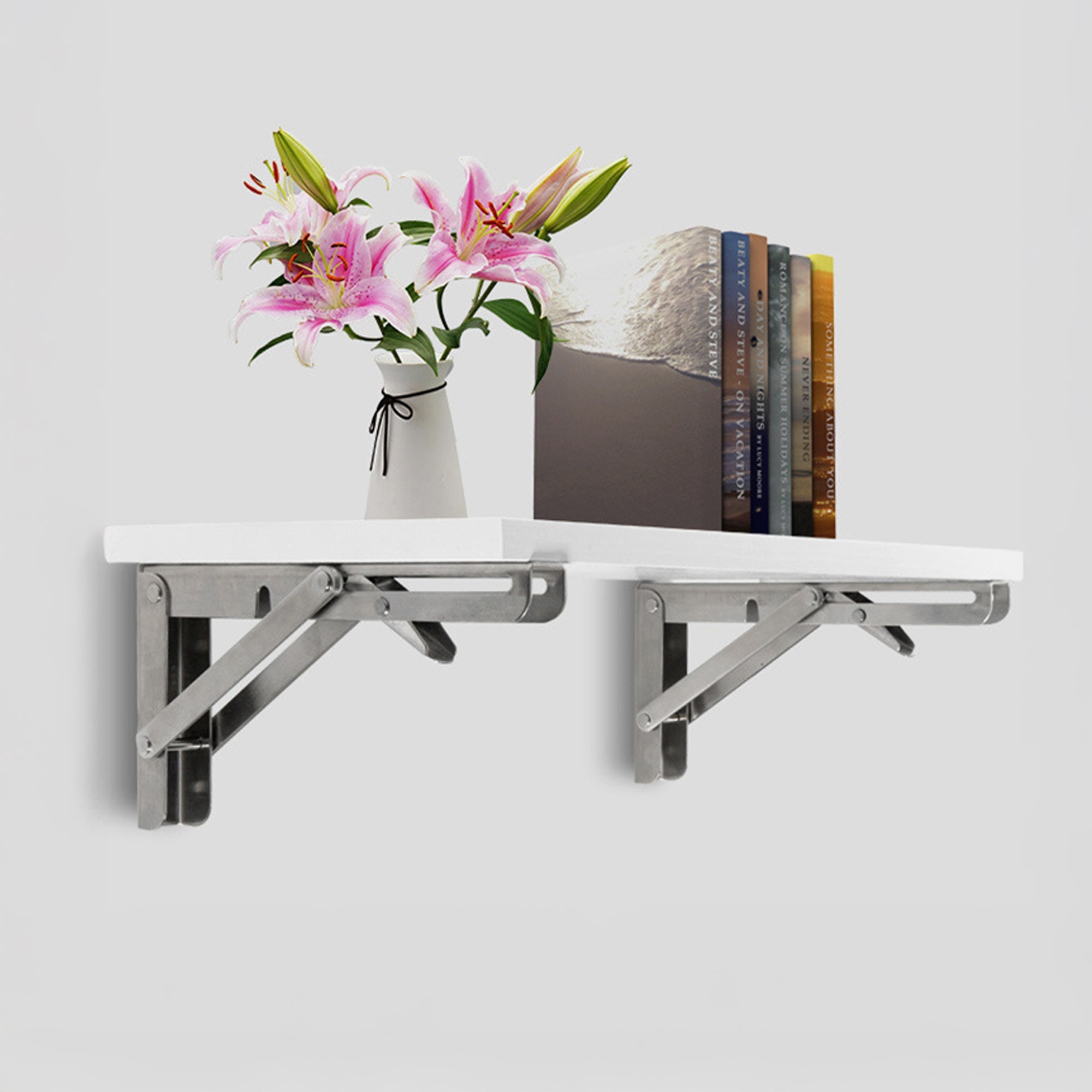 2X 20" Stainless Steel Folding Table Bracket Shelf Bench 50Kg Load Heavy Duty Other Building Materials