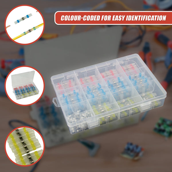 250Pcs Waterproof Solder Seal Sleeve Heat Shrink Butt Wire Connectors Terminals Heat Shrink Tubing