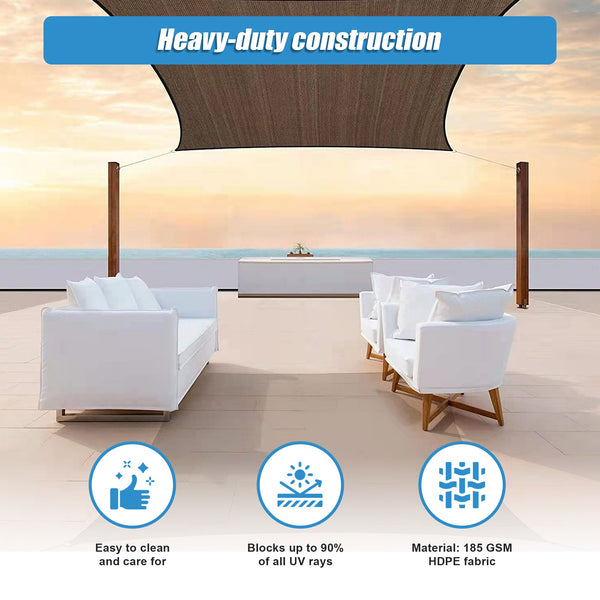 Rectangle Sun Shade Sail Fabric Garden Patio Pool Awning Canopy Cover Coffee Shade Sails