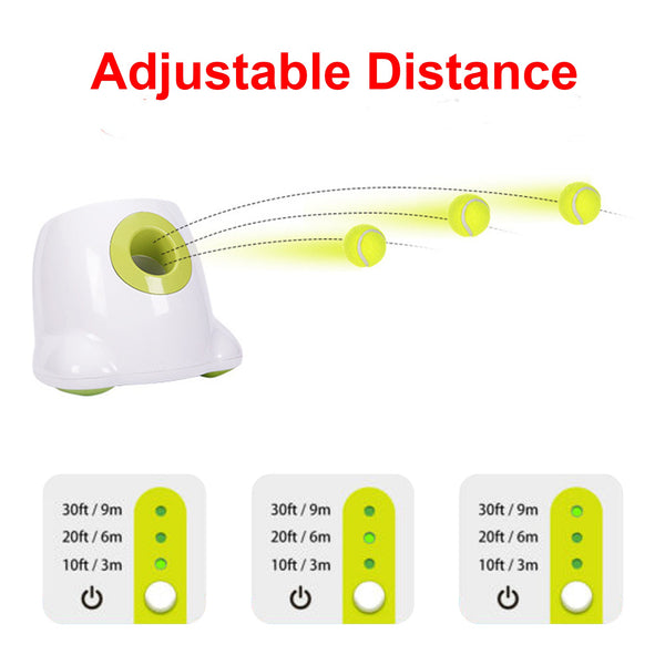 Dog Ball Launcher Thrower Automatic Tennis Fetch Throwing Machine 3 Balls Dog Toys